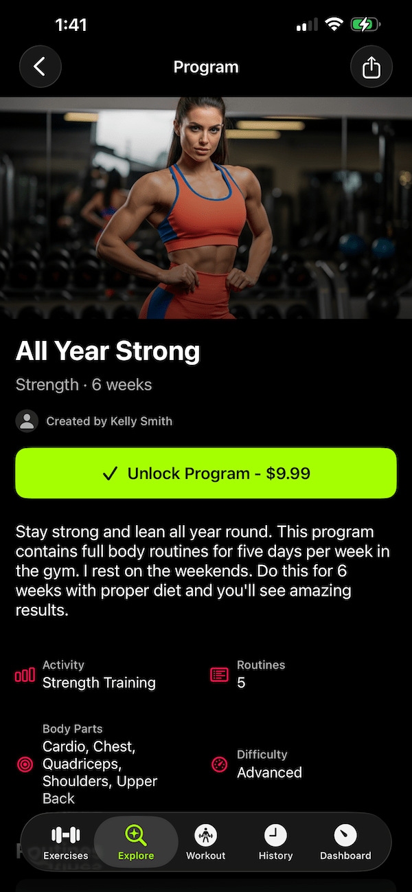 TrainLike Program Screen